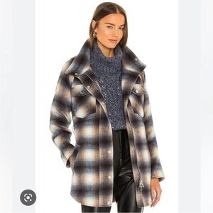 $798 Veronica beard Amari wool brown blue plaid coat jacket sz Small